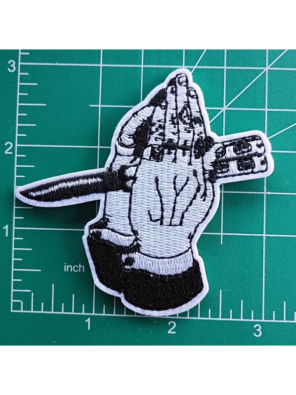2/$10 Praying Hands Black and White Embroidered Patch